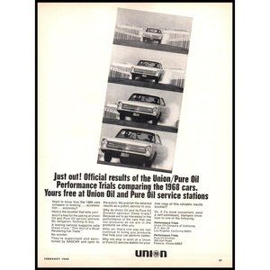 1968 Union 76 Pure Oil Performance Drag Race Car Vintage Print Ad Wall Art Decor